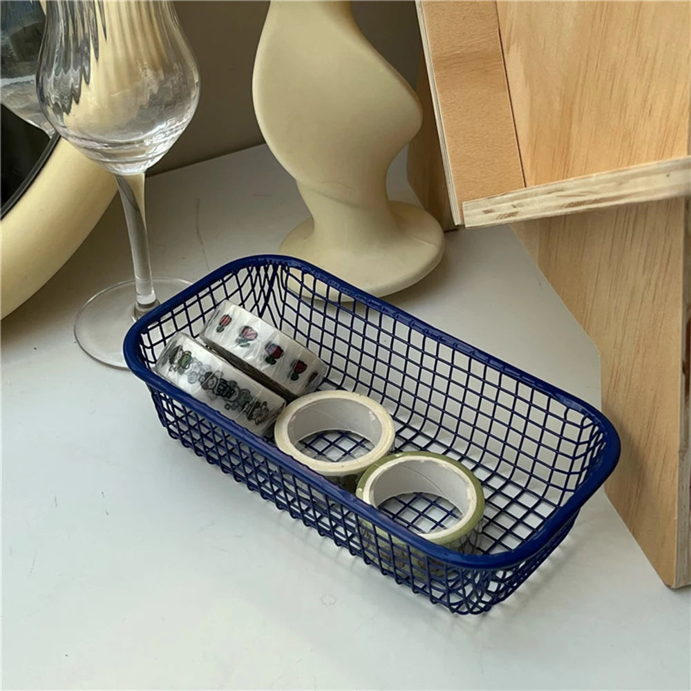 panier de rangement en métal pour bureau et maquillage - vue 7 sur 9