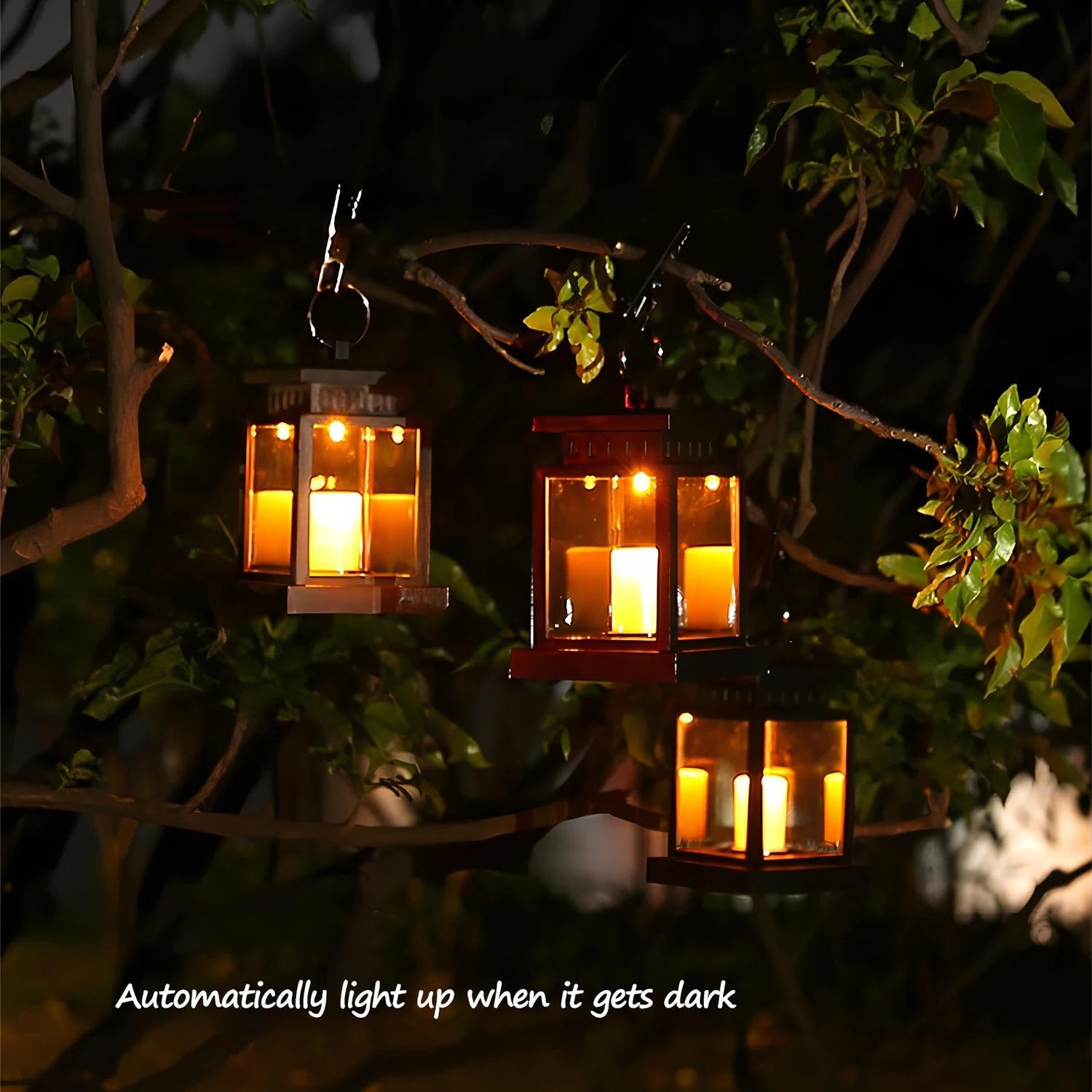 LED lumières solaires bougie lanterne extérieure palais lanterne lampe de jardin avec crochet paysage éclairage lampadaires étanche noël - vue 3 sur 7