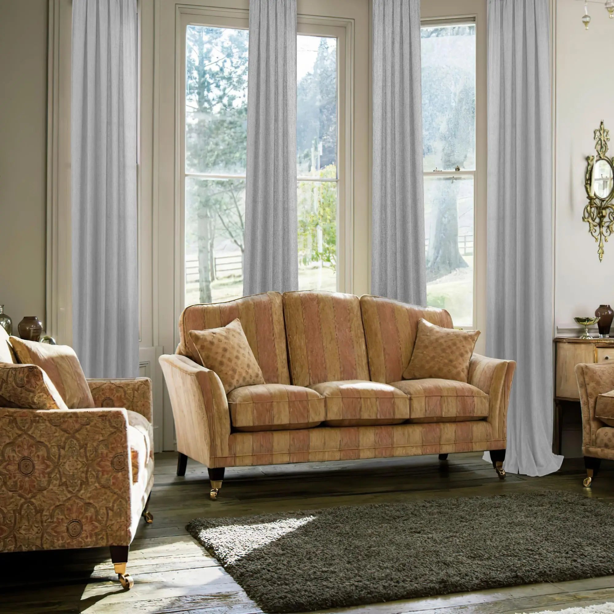 Voilage tulle imitation lin sur mesure grande hauteur - vue 1 sur 10