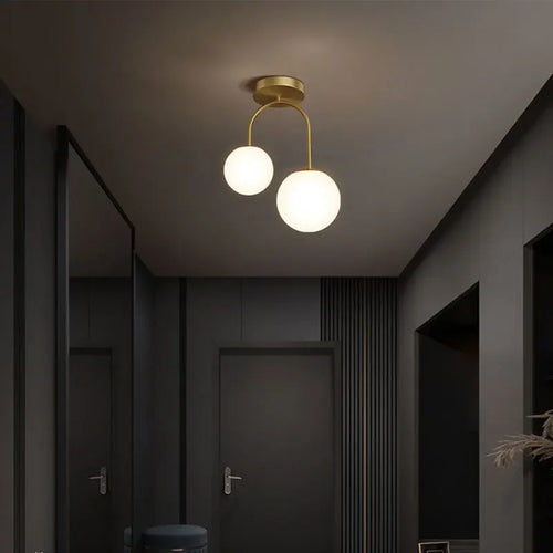 Boule de verre nordique LED plafonnier lampes pour allée couloir balcon couloir chambre horloge décoration de la maison éclairage intérieur - vue 3 sur 9