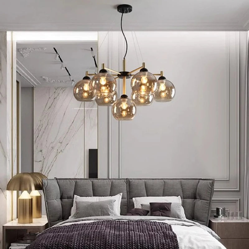 Lustre design Moderne à boule en verre home - vue 6 sur 12