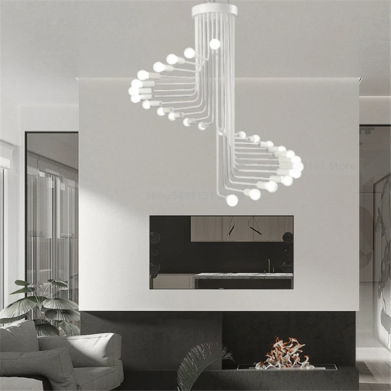 lustre moderne à LED style nordique pour loft et restaurant - vue 3 sur 11