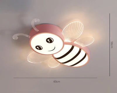 plafonnier abeille rose et or pour l'éclairage des enfants - vue 8 sur 9
