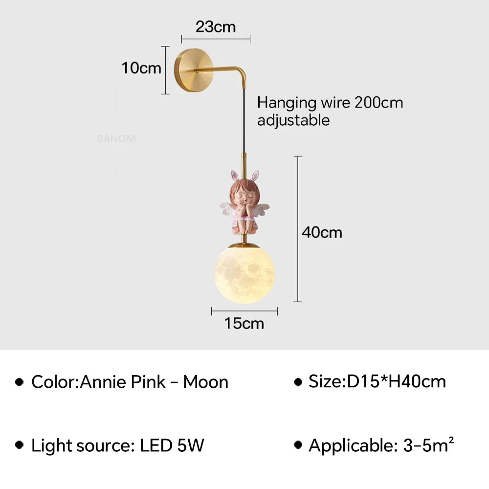 applique murale led design lune et planète pour décoration intérieure - vue 16 sur 18