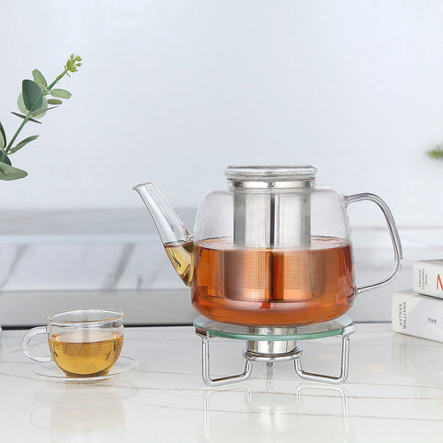 Théière verre borosilicate 1 5l infuseur inox amovible - vue 5 sur 6