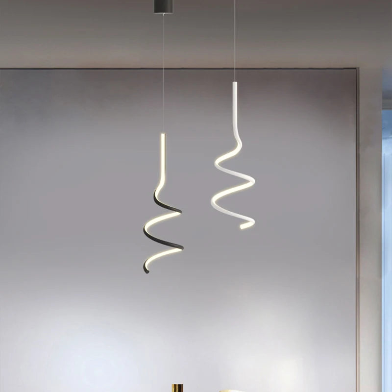 suspension moderne simple avec éclairage créatif led - vue 3 sur 11