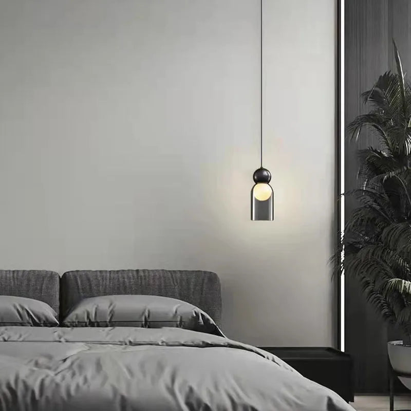 suspension moderne en verre transparent décorative et réglable - vue 3 sur 10