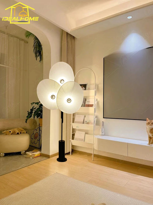 lampe sur pied à led style médiéval avec ventilateur ambiance wabi-sabi - vue 4 sur 8