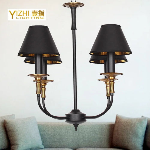 Lampe fer forgé noir rétro européen art suspension - vue 9 sur 15