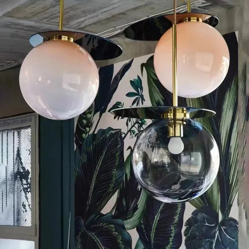 suspension moderne en verre teinté pour décoration intérieure - vue 5 sur 11