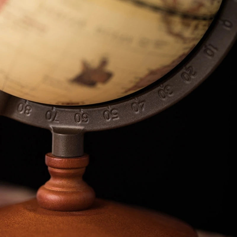 globe terrestre en bois vintage avec support pour étudiants - vue 3 sur 7