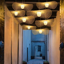Suspension en bambou de style japonais lampe de plafond créative pour salle à manger lustre de restaurant E27 Luminaire à Suspension