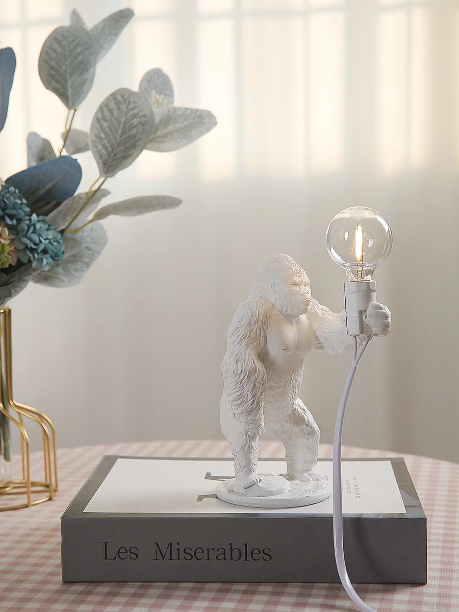 lampe à poser nordique king kong en résine personnalisable animaux - vue 8 sur 15