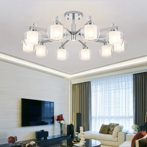 lustre design style fer forgé moderne chromé - vue 5 sur 6