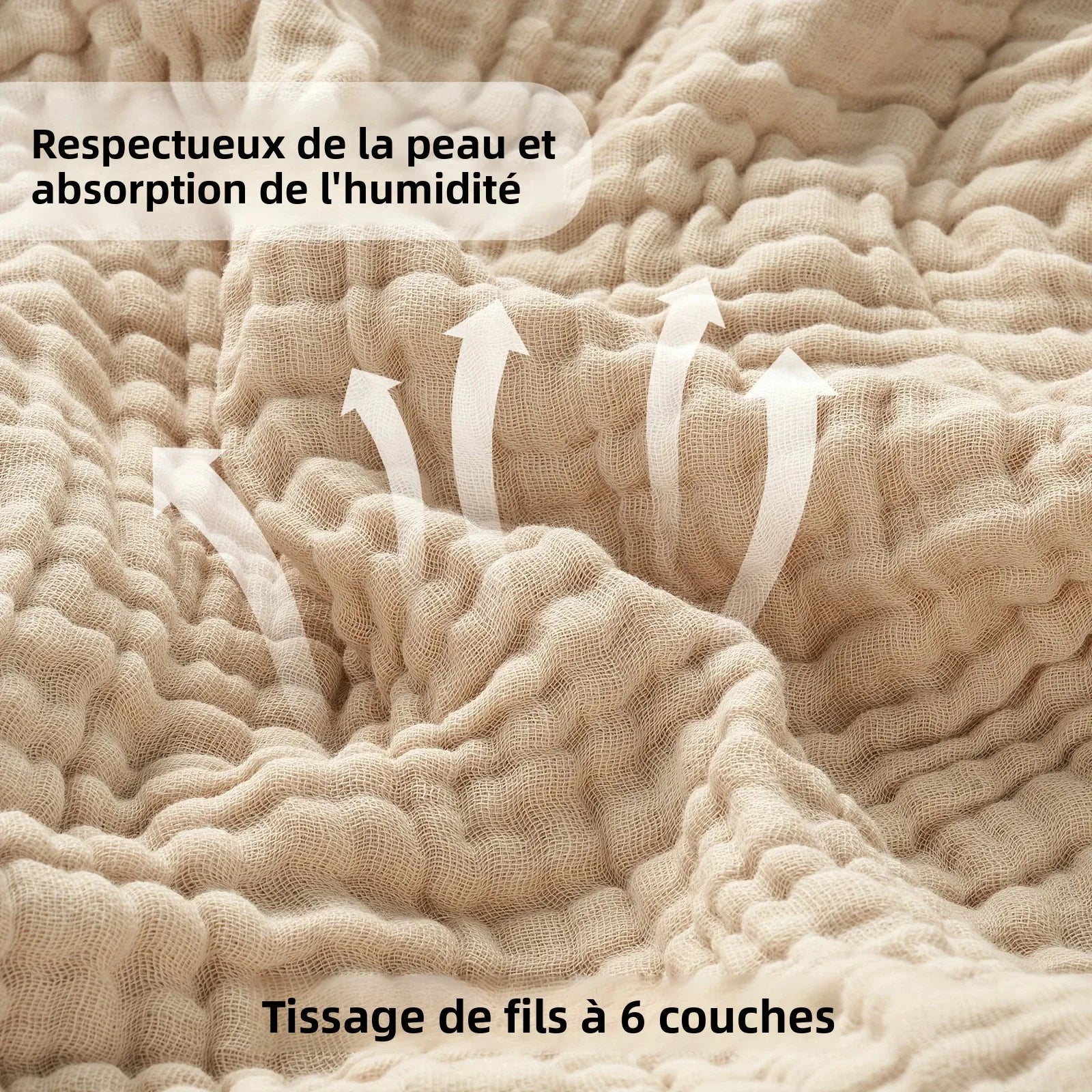 plaid mousseline coton leger boheme canape lit - vue 6 sur 7
