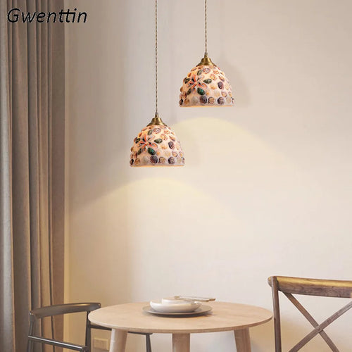 suspension en coquillage méditerranéen style tiffany pour décoration intérieure - vue 7 sur 12