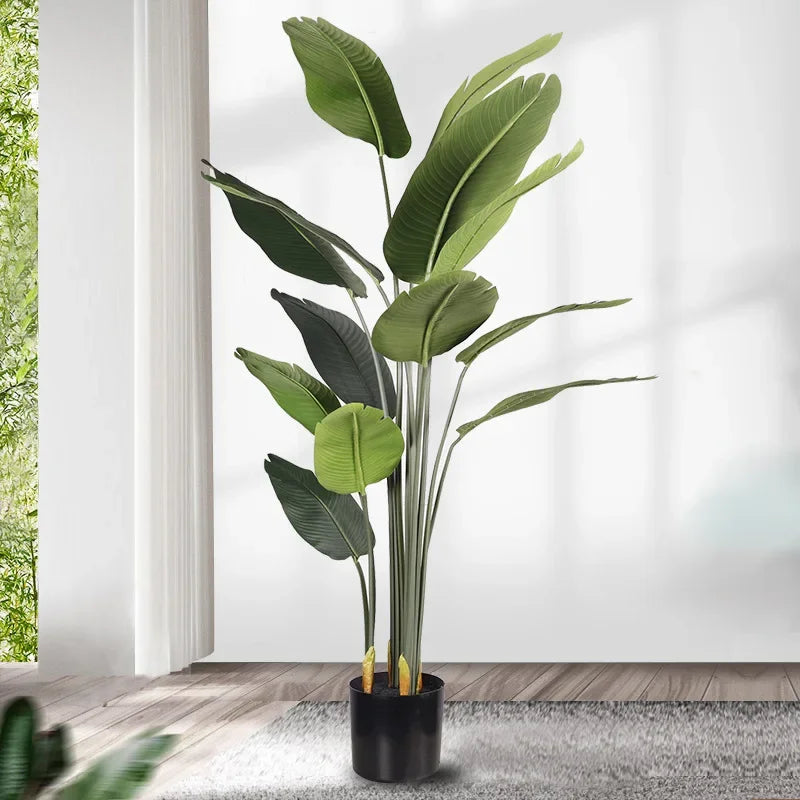 grand bananier artificiel en pot pour décoration intérieure et extérieure - vue 3 sur 7