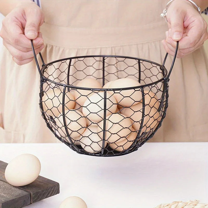 panier en métal pour rangement dœufs et accessoires de cuisine - vue 3 sur 6