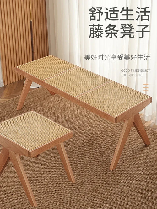banc en rotin massif pour usage polyvalent et moderne - vue 2 sur 17