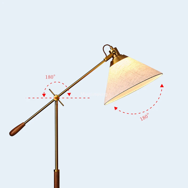 lampadaire bois massif abat-jour pied moderne - vue 5 sur 7
