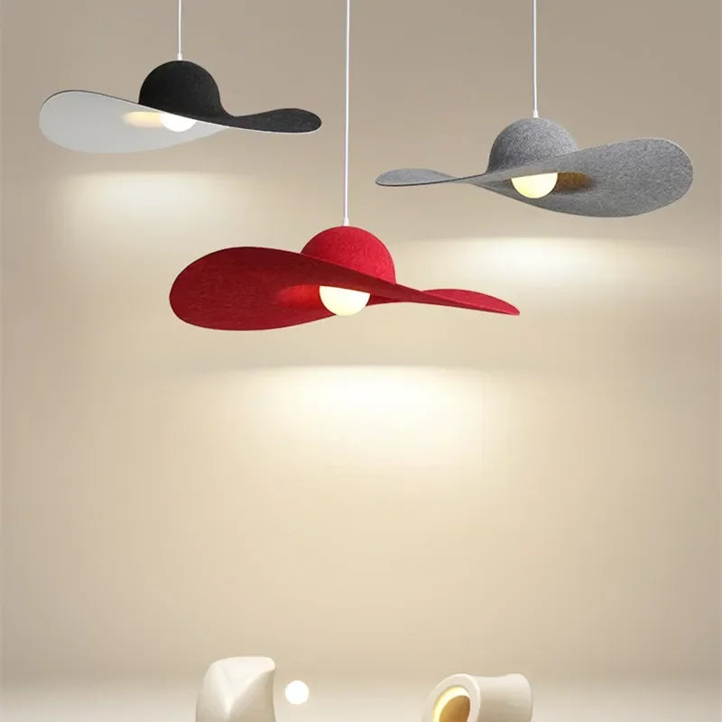 Felt Pendant Lamps Nordic Hat Chandelier Ceiling Hanging Light for Living Dining Room Bedroom - vue 1 sur 12