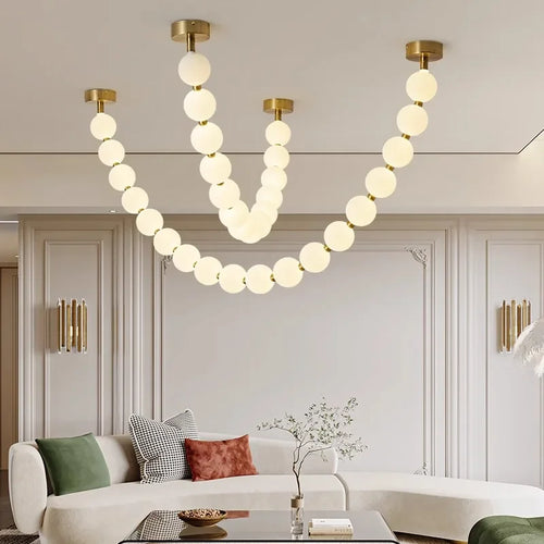 lustre design perles nordiques led pour décoration maison - vue 3 sur 9