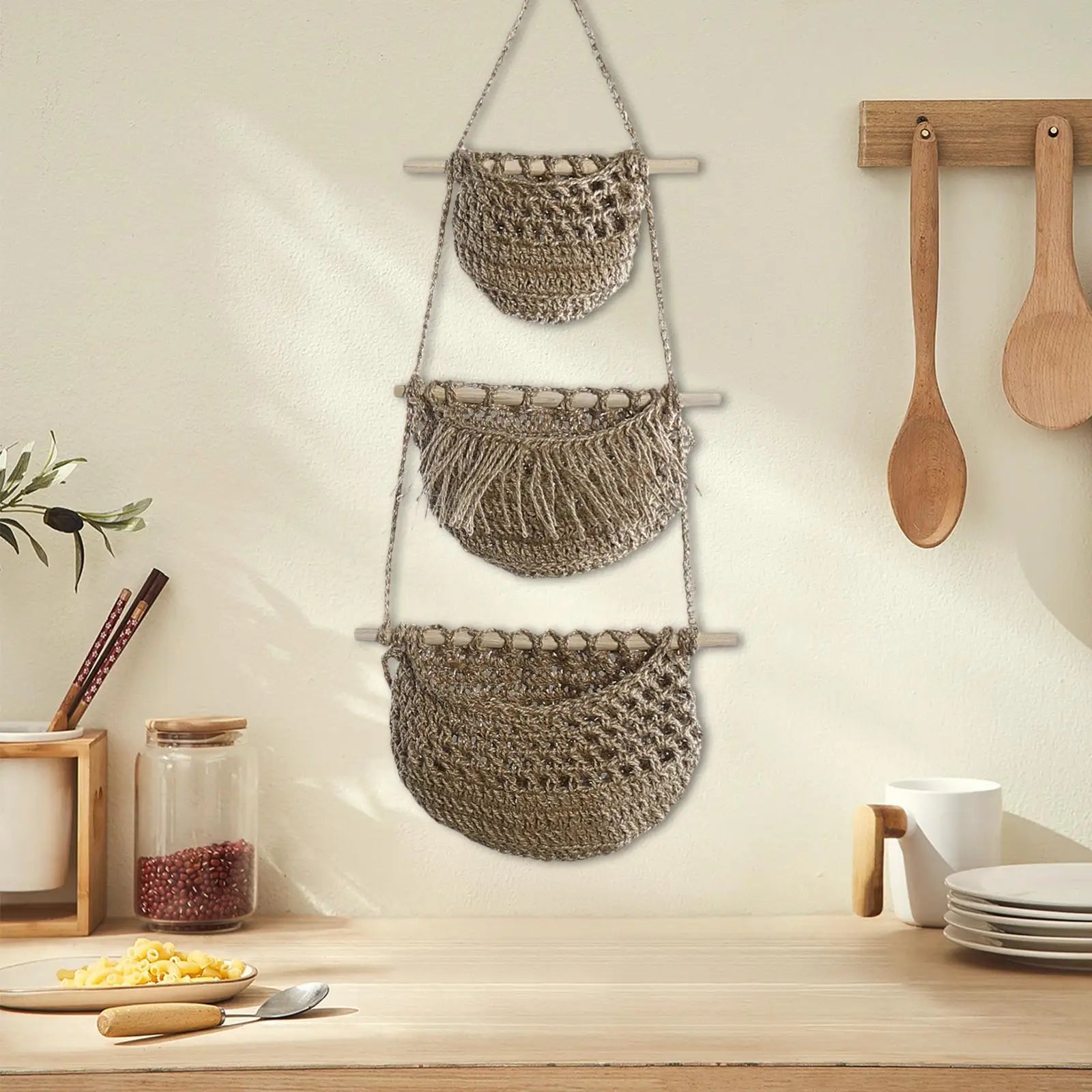 paniers suspendus boho pour fruits et légumes polyvalents - vue 6 sur 9