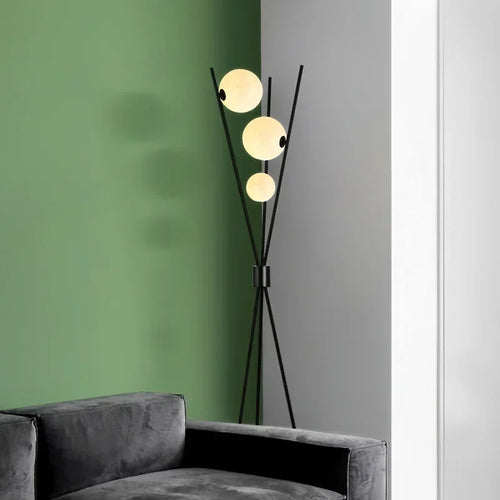 lampadaire led moderne boule de verre trépied lampe décorative - vue 6 sur 10