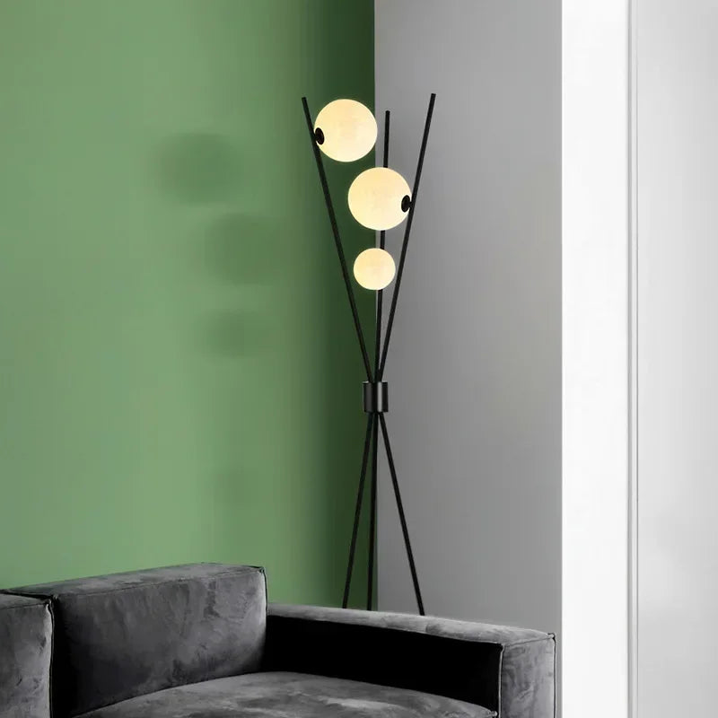 lampadaire led moderne boule de verre trépied lampe décorative - vue 5 sur 10