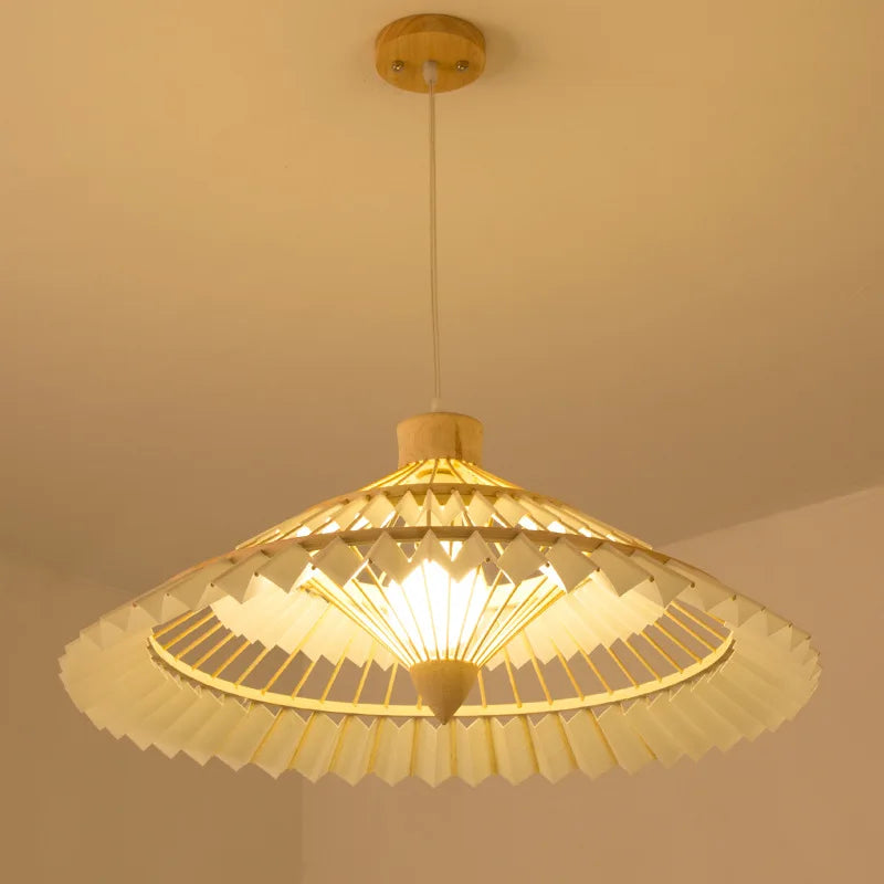 lustre en bambou tissé style chinois créatif pour éclairage décoratif - vue 4 sur 12