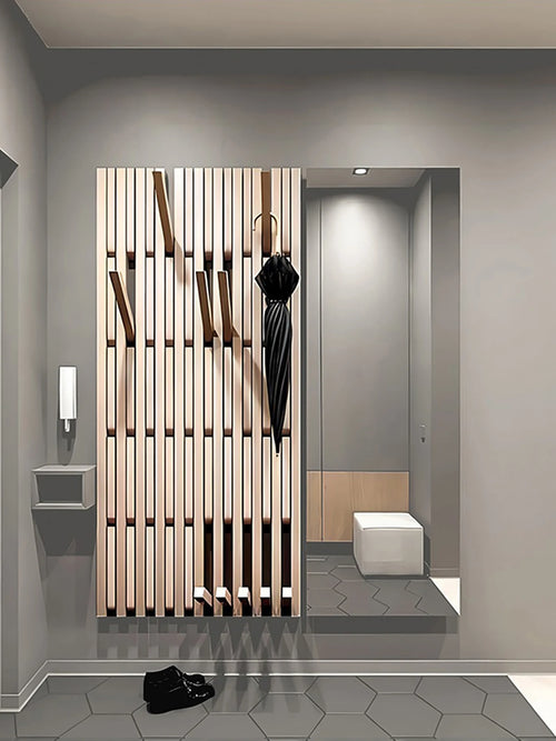 porte-manteau mural en bois pour vêtements et clés - vue 5 sur 18