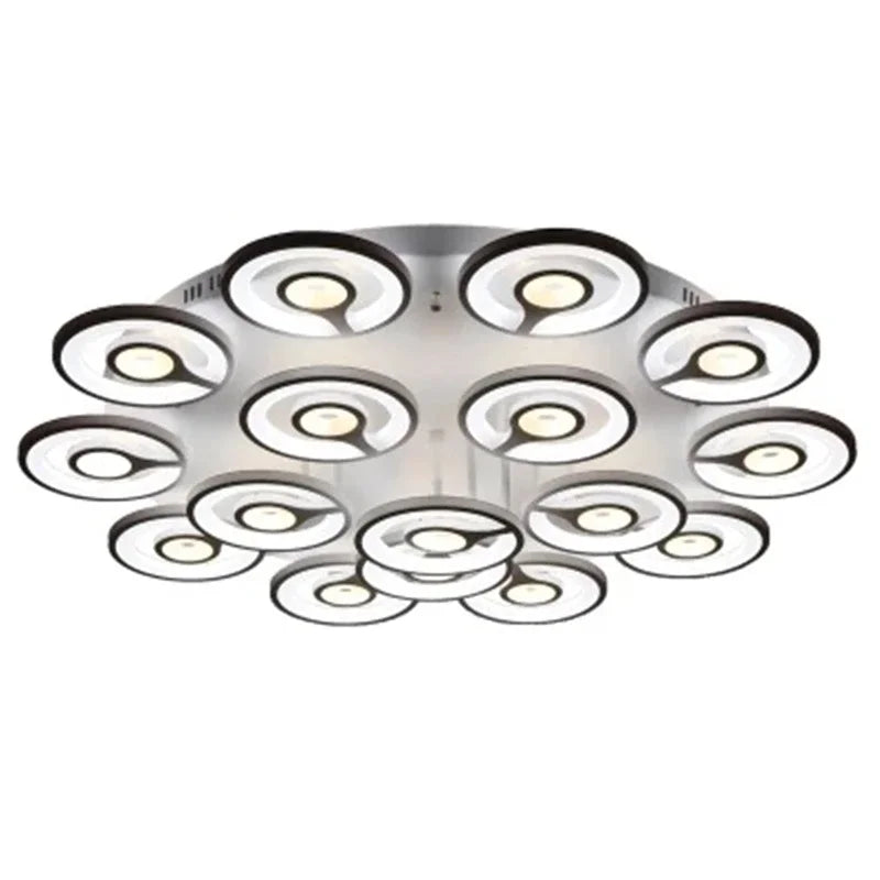 European New Multiple Heads Acrylic Led Ceiling Lamp For Bedroom Dining Room Round Iron Decoration Lighting chandeliers - vue 2 sur 10