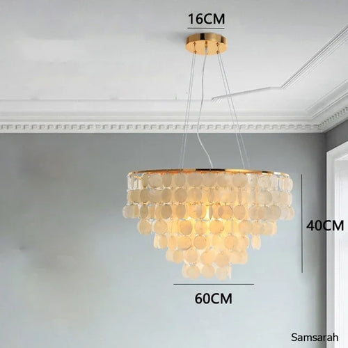 lustre nordique en coquillage avec luminaire à led - vue 18 sur 17