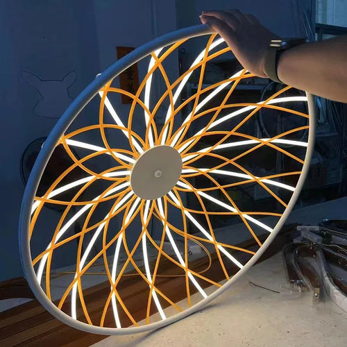 SANDYHA moderne Simple tressé corde ronde lustre créatif maille lampe à LED pour salon salle à manger maison suspension luminaires - vue 10 sur 10