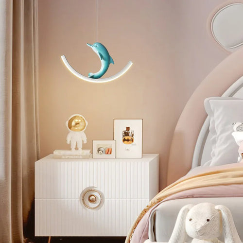 suspension led enfant motif dauphin et ours - vue 6 sur 9