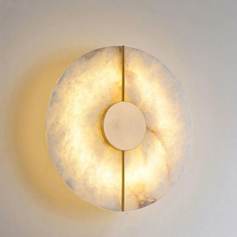 applique murale led design nordique moderne en marbre et cuivre doré - vue 2 sur 10