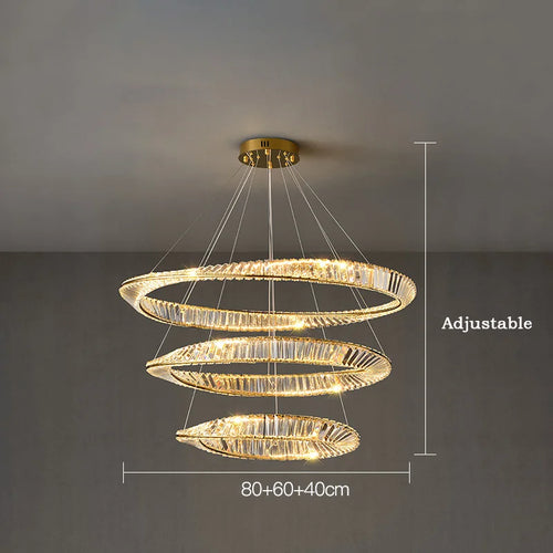 suspension moderne en aluminium et cristal led - vue 11 sur 14