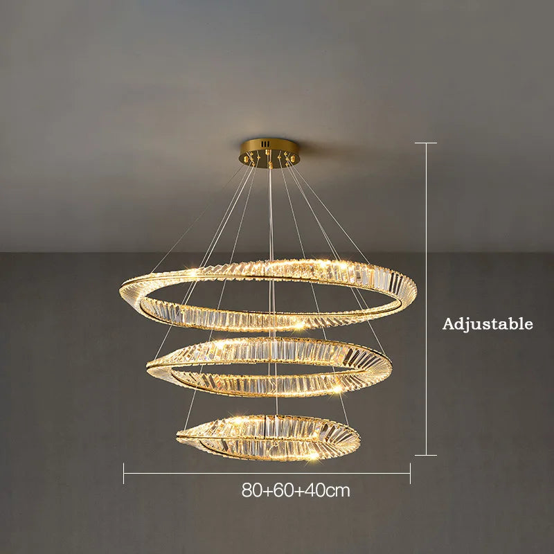 suspension moderne en aluminium et cristal led - vue 10 sur 14