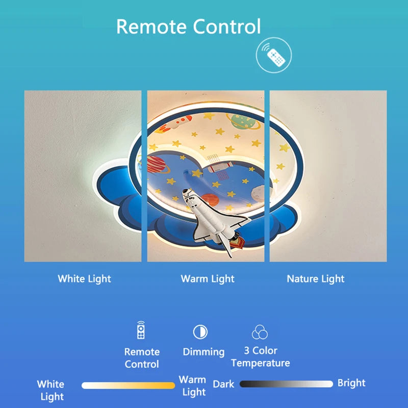 lustre d'intérieur pour enfant avec télécommande rocket lights boy - vue 4 sur 12
