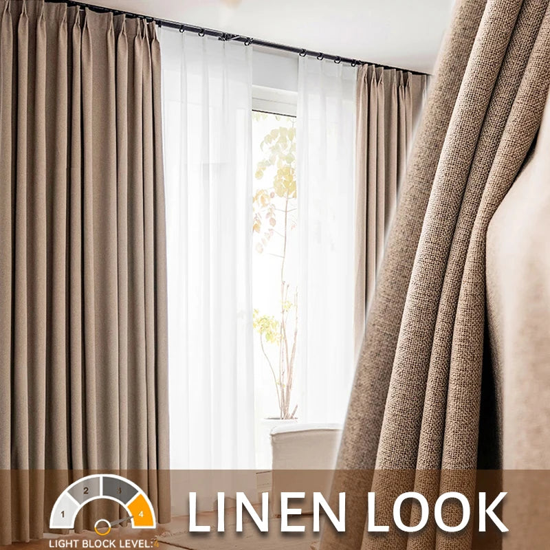 Rideau occultant aspect lin moderne salon chambre - vue 1 sur 11