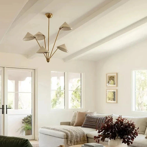 lustre moderne en tissu avec abat-jour créatif et éclairage led - vue 4 sur 7