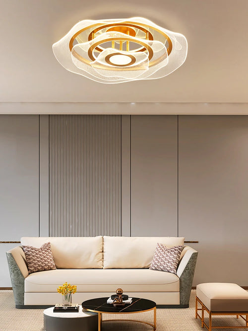 lustre doré à led au style luxueux pour intérieur élégant - vue 4 sur 12