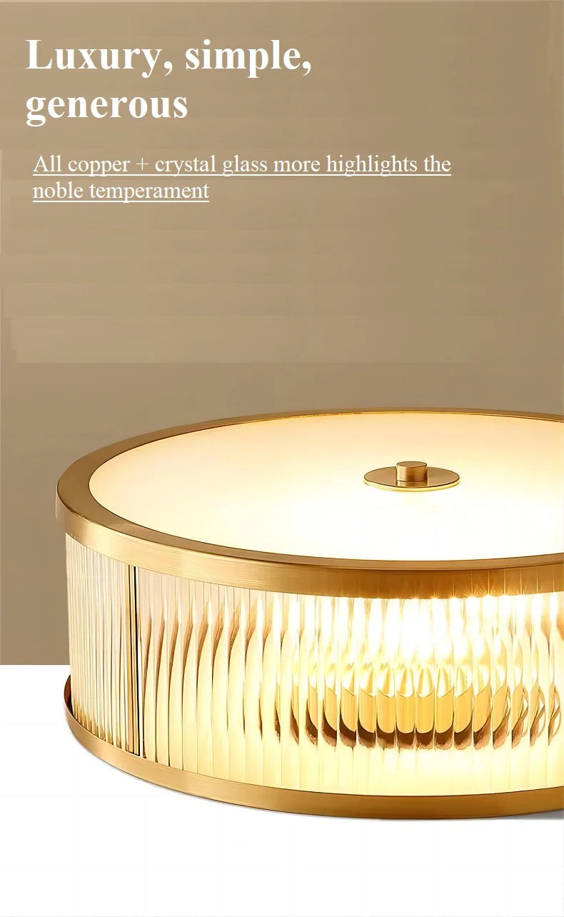 plafonnier led cuivre cristal décoratif intérieur - vue 4 sur 8