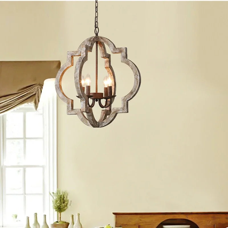 lustre vintage en bois massif pour un intérieur élégant - vue 3 sur 8