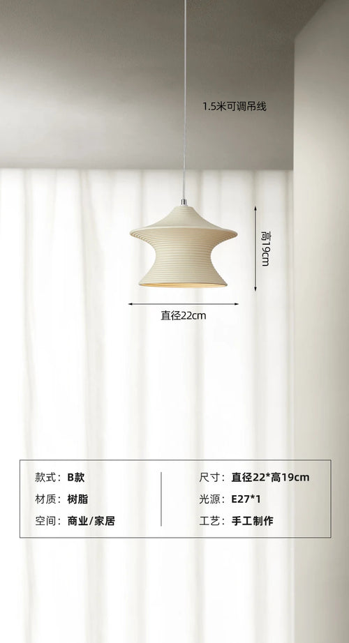 suspension moderne design nordique en résine LED pour ambiance chaleureuse - vue 9 sur 8