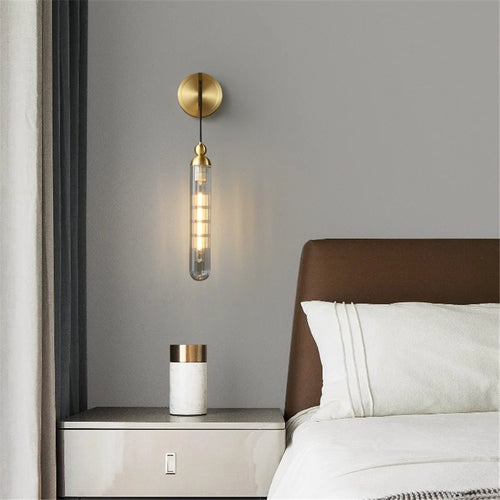 applique murale led moderne en cuivre et verre décoratif - vue 5 sur 9