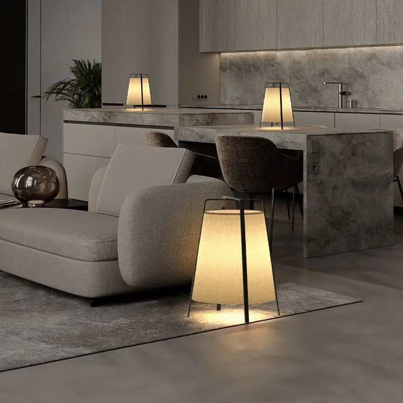 lampadaire japonais rétro en tissu design moderne élégant - vue 5 sur 8