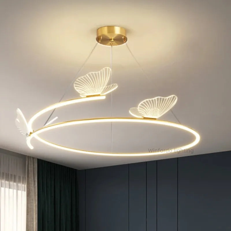 Lustre design LED rond en forme de papillon - vue 6 sur 9