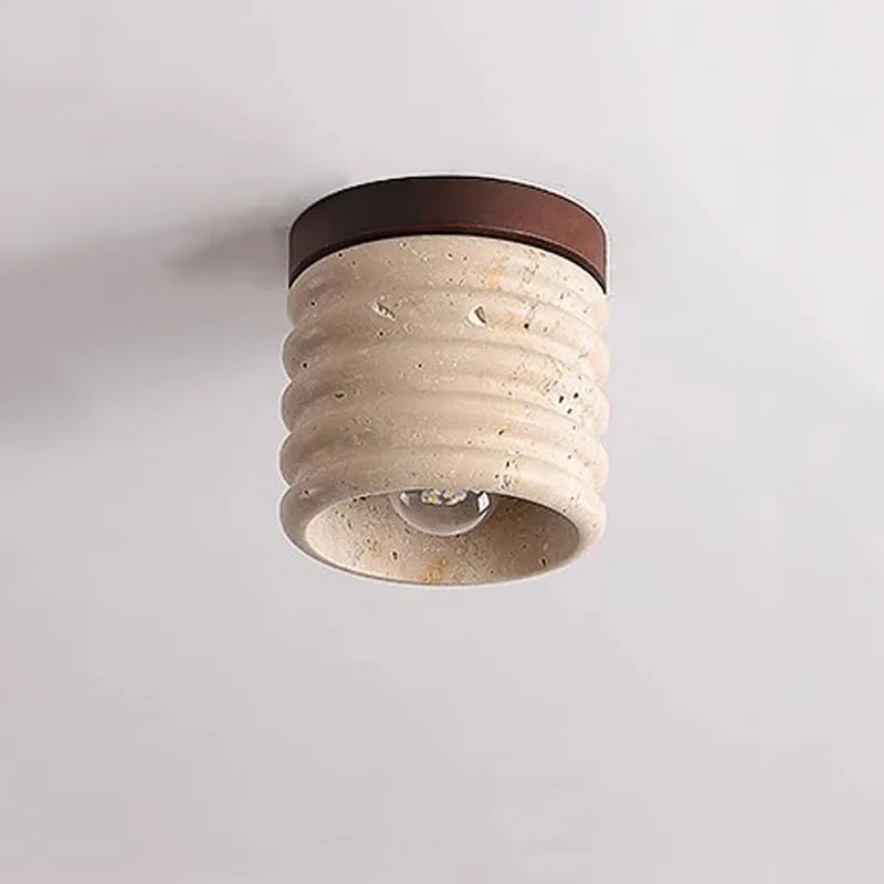 plafonnier en travertin wabi sabi pour hôtel restaurant - vue 5 sur 7