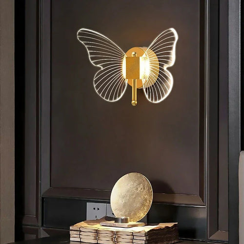 applique murale led moderne en forme de papillon décoratif intérieur - vue 6 sur 11